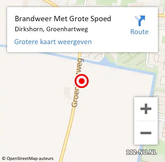 Locatie op kaart van de 112 melding: Brandweer Met Grote Spoed Naar Dirkshorn, Groenhartweg op 12 oktober 2018 14:14