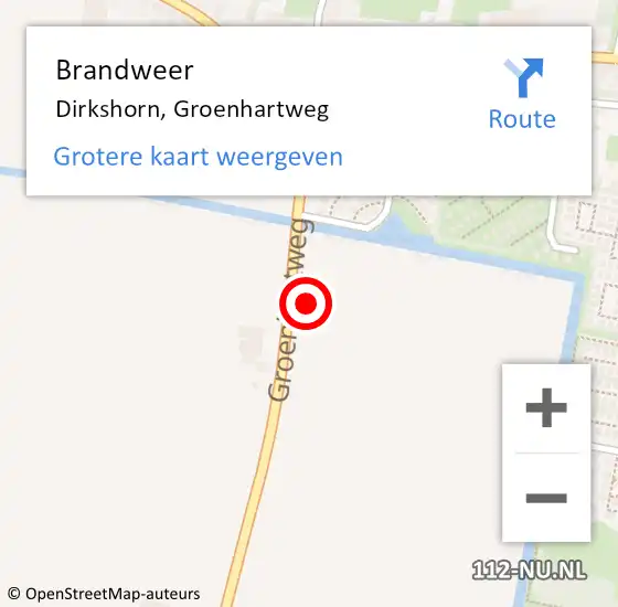 Locatie op kaart van de 112 melding: Brandweer Dirkshorn, Groenhartweg op 12 oktober 2018 14:15