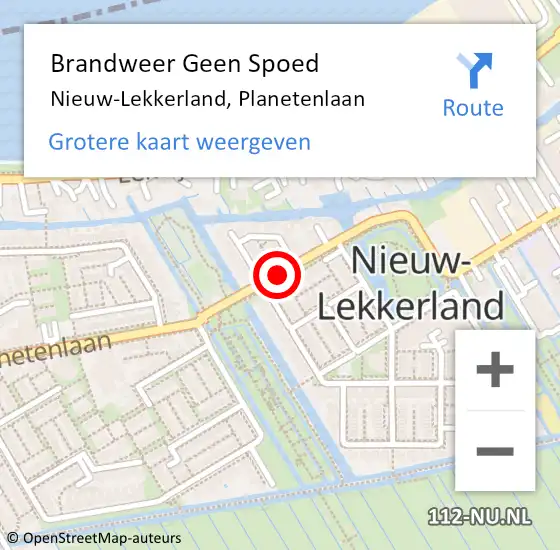 Locatie op kaart van de 112 melding: Brandweer Geen Spoed Naar Nieuw-Lekkerland, Planetenlaan op 12 oktober 2018 14:37