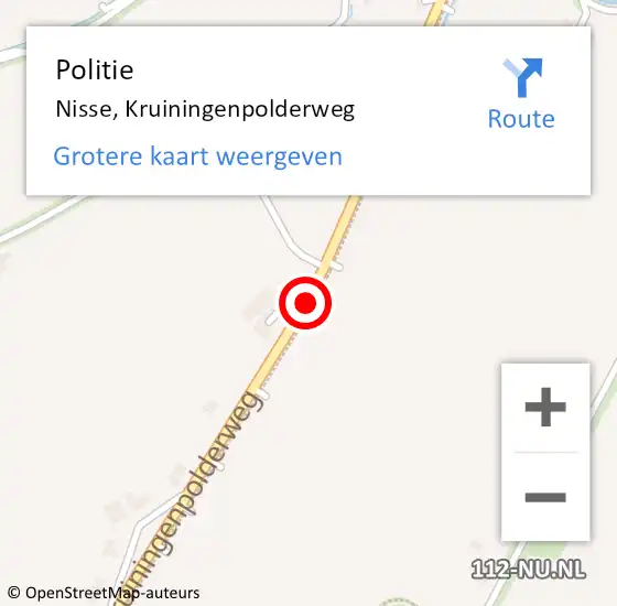Locatie op kaart van de 112 melding: Politie Nisse, Kruiningenpolderweg op 12 oktober 2018 15:17