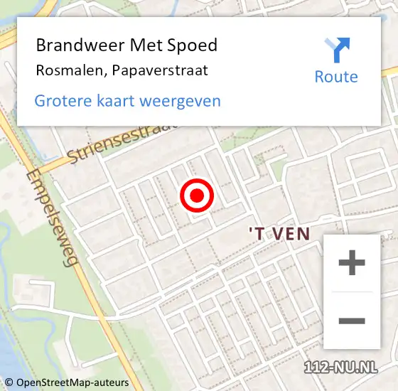 Locatie op kaart van de 112 melding: Brandweer Met Spoed Naar Rosmalen, Papaverstraat op 12 oktober 2018 16:00