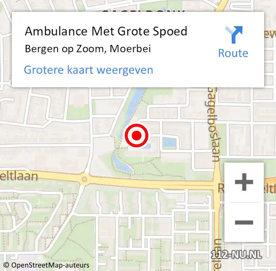 Locatie op kaart van de 112 melding: Ambulance Met Grote Spoed Naar Bergen op Zoom, Moerbei op 12 oktober 2018 16:07