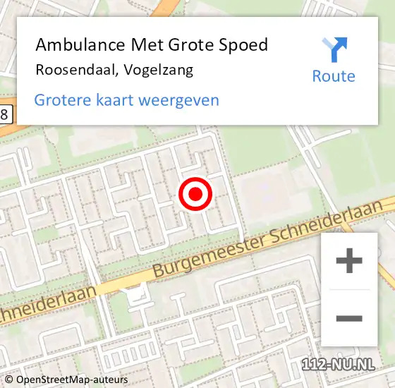 Locatie op kaart van de 112 melding: Ambulance Met Grote Spoed Naar Roosendaal, Vogelzang op 12 oktober 2018 16:51