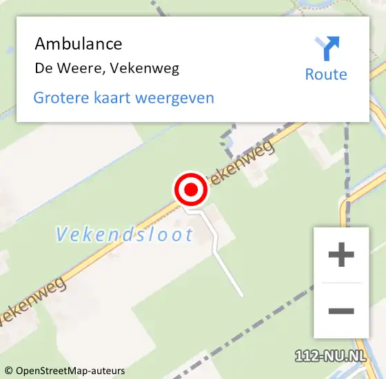 Locatie op kaart van de 112 melding: Ambulance De Weere, Vekenweg op 12 oktober 2018 17:18