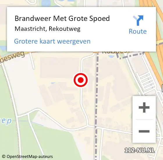 Locatie op kaart van de 112 melding: Brandweer Met Grote Spoed Naar Maastricht, Rekoutweg op 12 oktober 2018 17:19