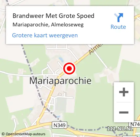 Locatie op kaart van de 112 melding: Brandweer Met Grote Spoed Naar Mariaparochie, Almeloseweg op 12 oktober 2018 18:22