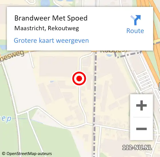 Locatie op kaart van de 112 melding: Brandweer Met Spoed Naar Maastricht, Rekoutweg op 12 oktober 2018 18:23