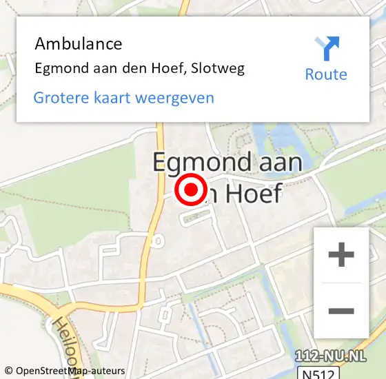 Locatie op kaart van de 112 melding: Ambulance Egmond aan den Hoef, Slotweg op 12 oktober 2018 18:26