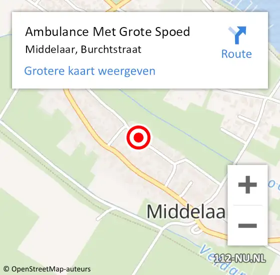 Locatie op kaart van de 112 melding: Ambulance Met Grote Spoed Naar Middelaar, Burchtstraat op 12 oktober 2018 18:48