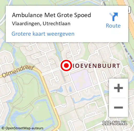Locatie op kaart van de 112 melding: Ambulance Met Grote Spoed Naar Vlaardingen, Utrechtlaan op 12 oktober 2018 20:00