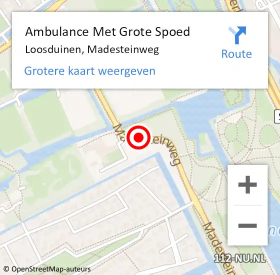 Locatie op kaart van de 112 melding: Ambulance Met Grote Spoed Naar Loosduinen, Madesteinweg op 12 oktober 2018 20:53