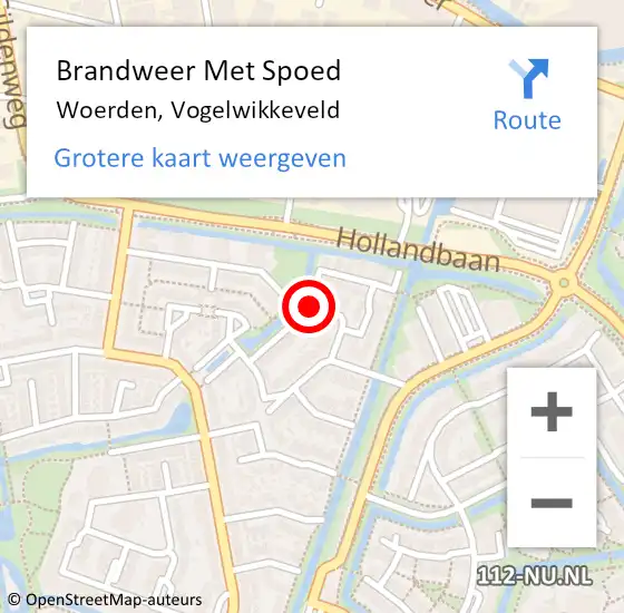 Locatie op kaart van de 112 melding: Brandweer Met Spoed Naar Woerden, Vogelwikkeveld op 12 oktober 2018 21:55