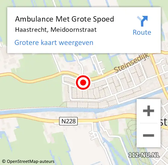 Locatie op kaart van de 112 melding: Ambulance Met Grote Spoed Naar Haastrecht, Meidoornstraat op 12 oktober 2018 21:56