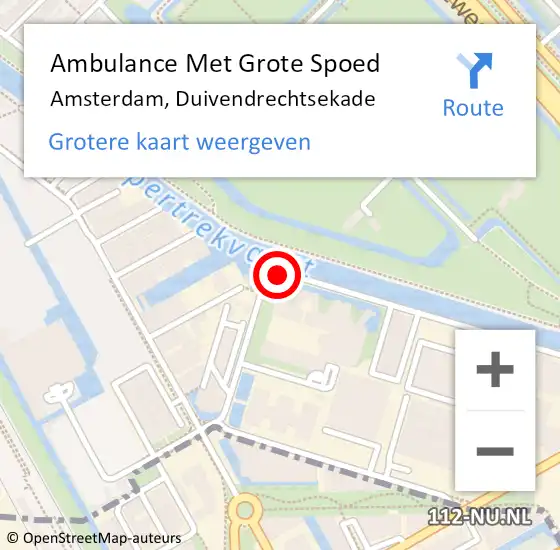Locatie op kaart van de 112 melding: Ambulance Met Grote Spoed Naar Amsterdam, Duivendrechtsekade op 13 oktober 2018 01:47