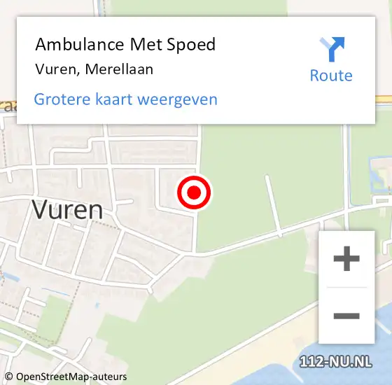 Locatie op kaart van de 112 melding: Ambulance Met Spoed Naar Vuren, Merellaan op 13 oktober 2018 02:14