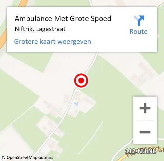 Locatie op kaart van de 112 melding: Ambulance Met Grote Spoed Naar Niftrik, Lagestraat op 13 oktober 2018 03:25
