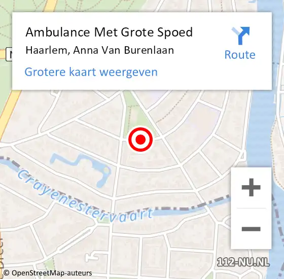 Locatie op kaart van de 112 melding: Ambulance Met Grote Spoed Naar Haarlem, Anna Van Burenlaan op 13 oktober 2018 05:39