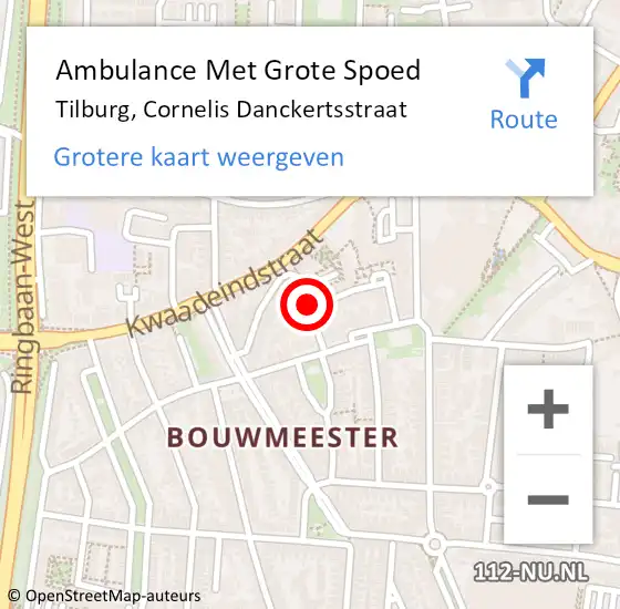 Locatie op kaart van de 112 melding: Ambulance Met Grote Spoed Naar Tilburg, Cornelis Danckertsstraat op 13 oktober 2018 07:52