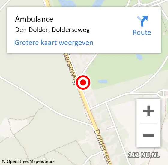 Locatie op kaart van de 112 melding: Ambulance Den Dolder, Dolderseweg op 11 maart 2014 17:16