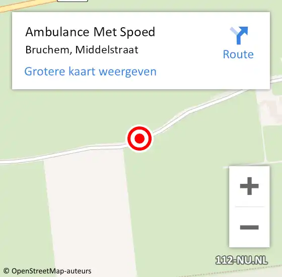 Locatie op kaart van de 112 melding: Ambulance Met Spoed Naar Bruchem, Middelstraat op 13 oktober 2018 09:46