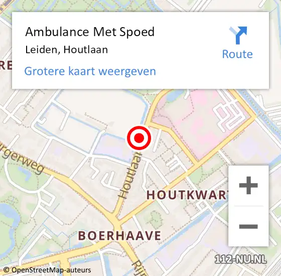 Locatie op kaart van de 112 melding: Ambulance Met Spoed Naar Leiden, Houtlaan op 13 oktober 2018 09:56