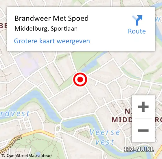 Locatie op kaart van de 112 melding: Brandweer Met Spoed Naar Middelburg, Sportlaan op 13 oktober 2018 10:17