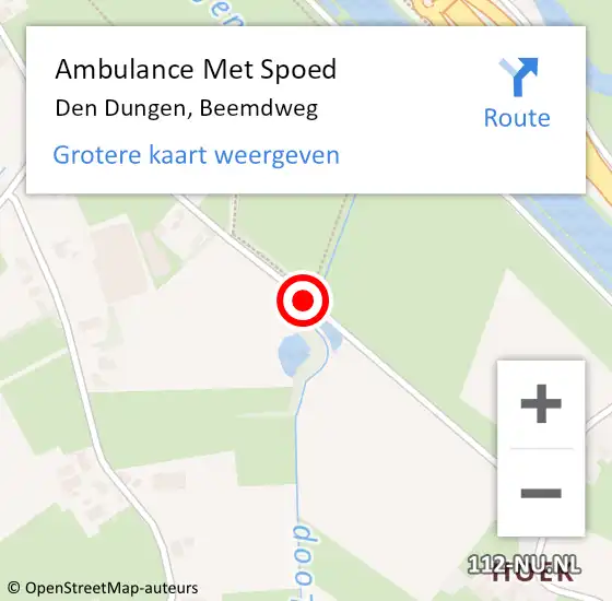 Locatie op kaart van de 112 melding: Ambulance Met Spoed Naar Den Dungen, Beemdweg op 13 oktober 2018 10:54