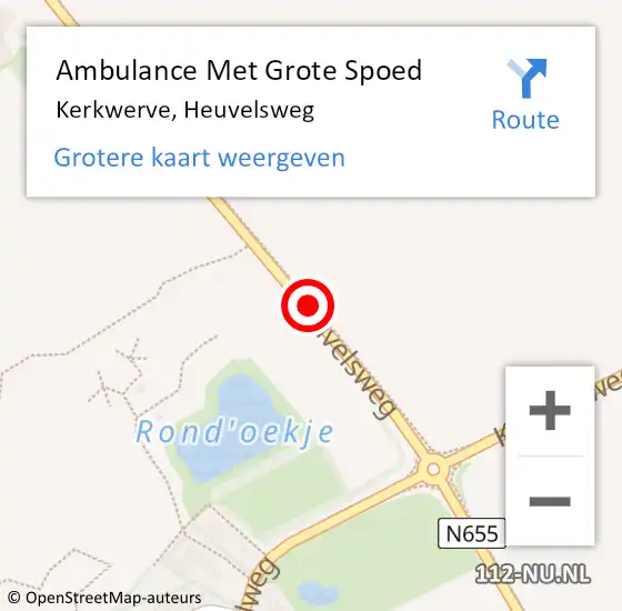 Locatie op kaart van de 112 melding: Ambulance Met Grote Spoed Naar Kerkwerve, Heuvelsweg op 13 oktober 2018 11:22