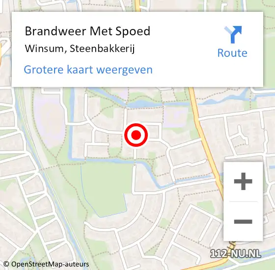 Locatie op kaart van de 112 melding: Brandweer Met Spoed Naar Winsum, Steenbakkerij op 13 oktober 2018 11:23