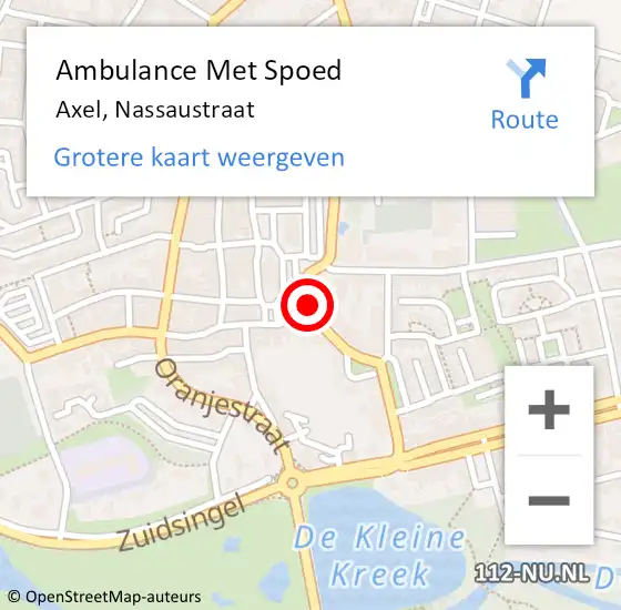 Locatie op kaart van de 112 melding: Ambulance Met Spoed Naar Axel, Nassaustraat op 13 oktober 2018 11:33