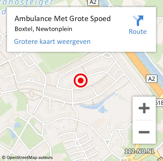 Locatie op kaart van de 112 melding: Ambulance Met Grote Spoed Naar Boxtel, Newtonplein op 13 oktober 2018 11:34