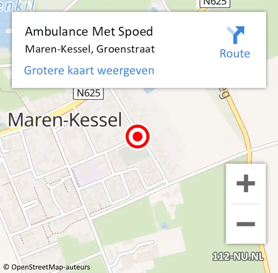 Locatie op kaart van de 112 melding: Ambulance Met Spoed Naar Maren-Kessel, Groenstraat op 13 oktober 2018 11:35