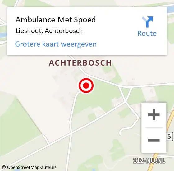 Locatie op kaart van de 112 melding: Ambulance Met Spoed Naar Lieshout, Achterbosch op 13 oktober 2018 12:31