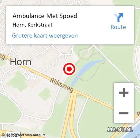 Locatie op kaart van de 112 melding: Ambulance Met Spoed Naar Horn, Kerkstraat op 13 oktober 2018 12:45