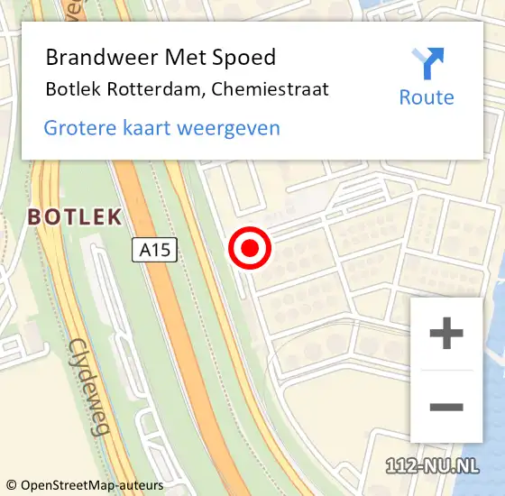 Locatie op kaart van de 112 melding: Brandweer Met Spoed Naar Botlek Rotterdam, Chemiestraat op 13 oktober 2018 12:54