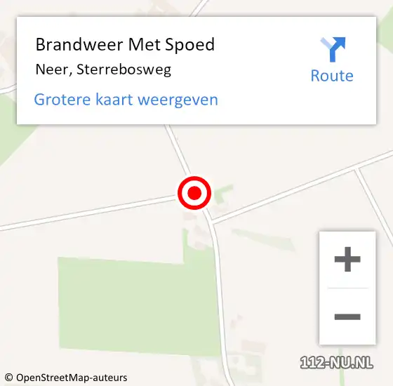 Locatie op kaart van de 112 melding: Brandweer Met Spoed Naar Neer, Sterrebosweg op 13 oktober 2018 12:55