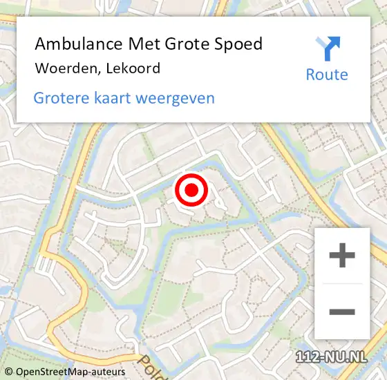 Locatie op kaart van de 112 melding: Ambulance Met Grote Spoed Naar Woerden, Lekoord op 13 oktober 2018 13:02