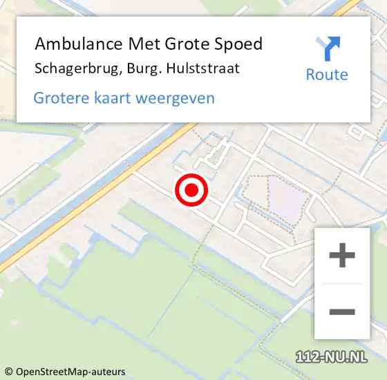 Locatie op kaart van de 112 melding: Ambulance Met Grote Spoed Naar Schagerbrug, Burg. Hulststraat op 13 oktober 2018 13:22