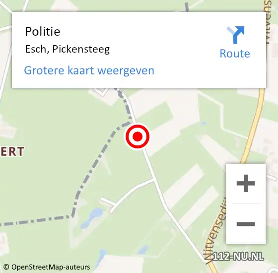 Locatie op kaart van de 112 melding: Politie Esch, Pickensteeg op 13 oktober 2018 14:02