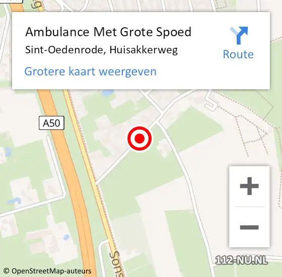 Locatie op kaart van de 112 melding: Ambulance Met Grote Spoed Naar Sint-Oedenrode, Huisakkerweg op 13 oktober 2018 14:12