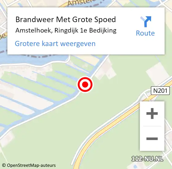 Locatie op kaart van de 112 melding: Brandweer Met Grote Spoed Naar Amstelhoek, Ringdijk 1e Bedijking op 13 oktober 2018 14:20