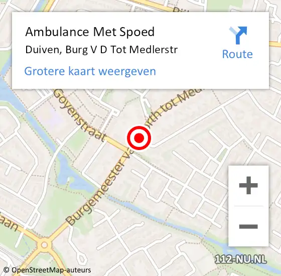 Locatie op kaart van de 112 melding: Ambulance Met Spoed Naar Duiven, Van Dorth Tot Medlerstraat op 13 oktober 2018 14:52