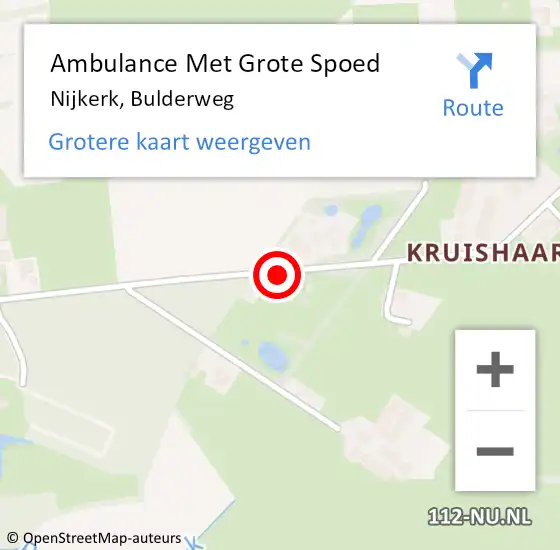 Locatie op kaart van de 112 melding: Ambulance Met Grote Spoed Naar Nijkerk, Bulderweg op 13 oktober 2018 14:59