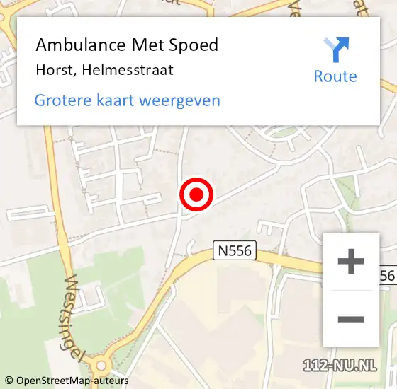 Locatie op kaart van de 112 melding: Ambulance Met Spoed Naar Horst, Helmesstraat op 11 maart 2014 17:52