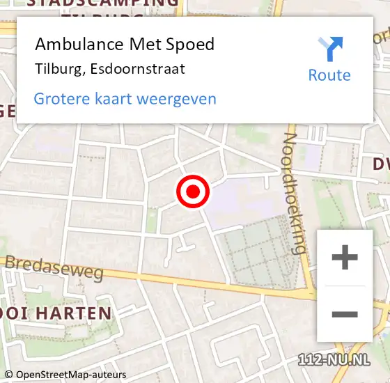 Locatie op kaart van de 112 melding: Ambulance Met Spoed Naar Tilburg, Esdoornstraat op 13 oktober 2018 15:25