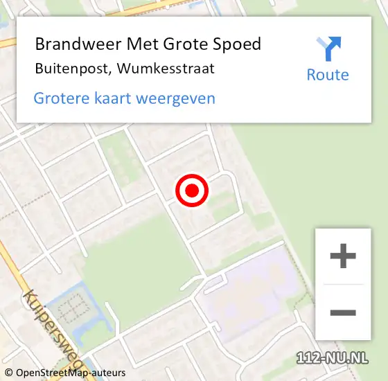 Locatie op kaart van de 112 melding: Brandweer Met Grote Spoed Naar Buitenpost, Wumkesstraat op 13 oktober 2018 15:28