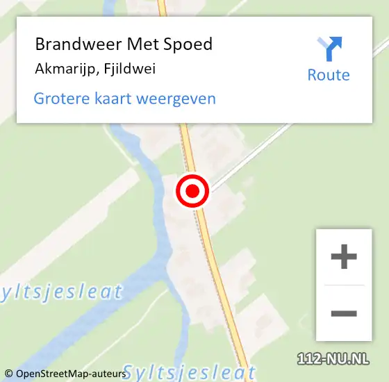 Locatie op kaart van de 112 melding: Brandweer Met Spoed Naar Akmarijp, Fjildwei op 13 oktober 2018 15:35