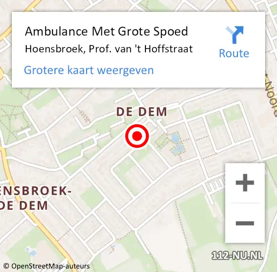 Locatie op kaart van de 112 melding: Ambulance Met Grote Spoed Naar Hoensbroek, Prof. van 't Hoffstraat op 11 maart 2014 17:57