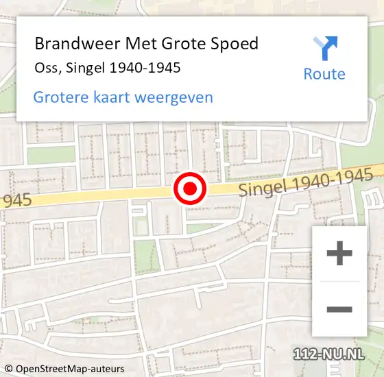 Locatie op kaart van de 112 melding: Brandweer Met Grote Spoed Naar Oss, Singel 1940-1945 op 13 oktober 2018 15:45