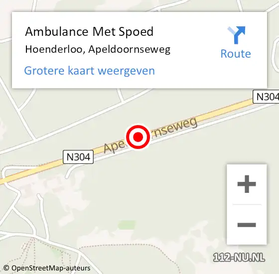 Locatie op kaart van de 112 melding: Ambulance Met Spoed Naar Hoenderloo, Apeldoornseweg op 13 oktober 2018 15:47